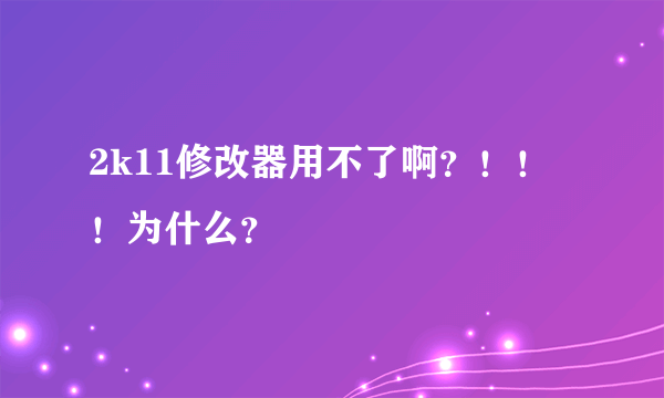 2k11修改器用不了啊？！！！为什么？