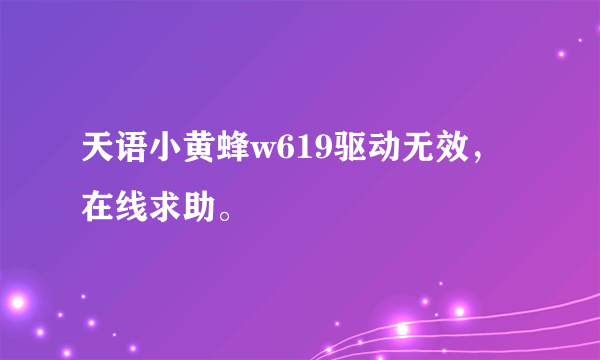 天语小黄蜂w619驱动无效，在线求助。