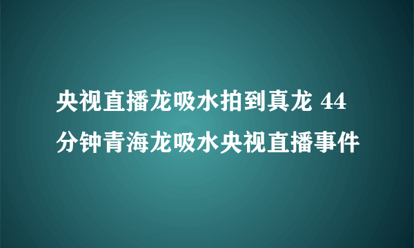 央视直播龙吸水拍到真龙 44分钟青海龙吸水央视直播事件