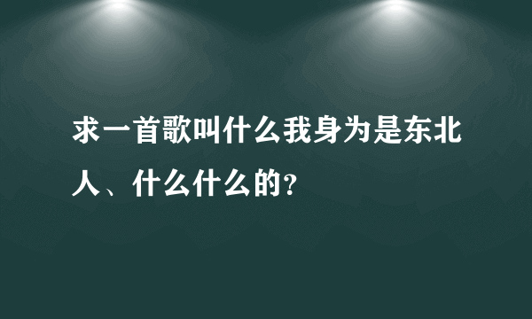 求一首歌叫什么我身为是东北人、什么什么的？