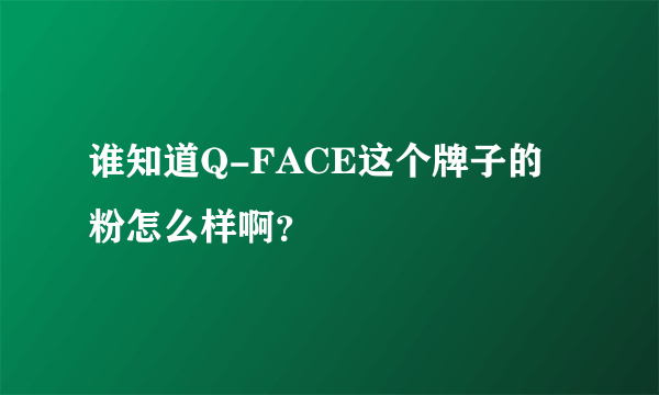 谁知道Q-FACE这个牌子的粉怎么样啊？