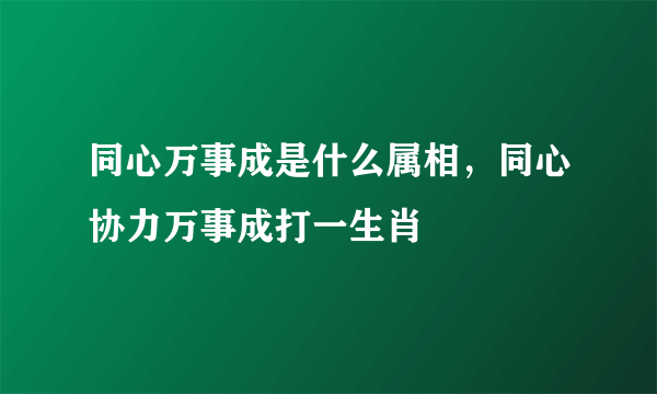 同心万事成是什么属相，同心协力万事成打一生肖