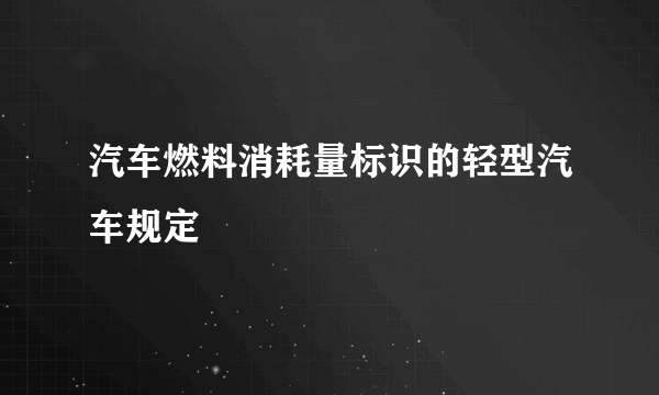 汽车燃料消耗量标识的轻型汽车规定