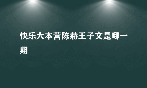 快乐大本营陈赫王子文是哪一期