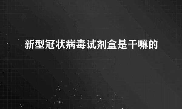 新型冠状病毒试剂盒是干嘛的