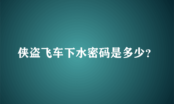 侠盗飞车下水密码是多少？