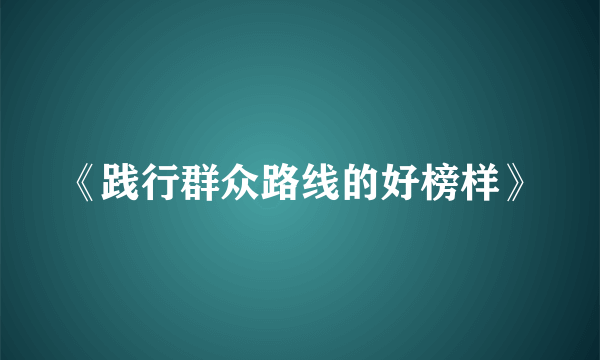 《践行群众路线的好榜样》