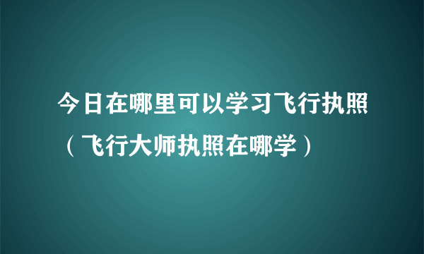 今日在哪里可以学习飞行执照（飞行大师执照在哪学）