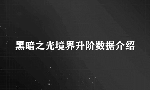 黑暗之光境界升阶数据介绍