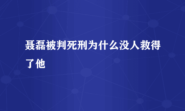 聂磊被判死刑为什么没人救得了他