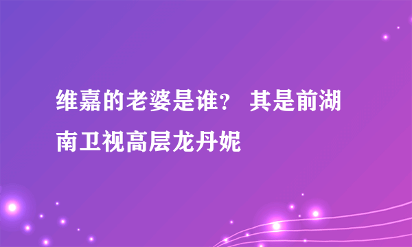 维嘉的老婆是谁？ 其是前湖南卫视高层龙丹妮