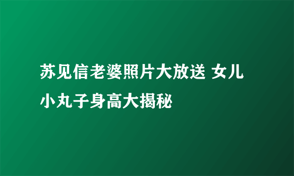 苏见信老婆照片大放送 女儿小丸子身高大揭秘