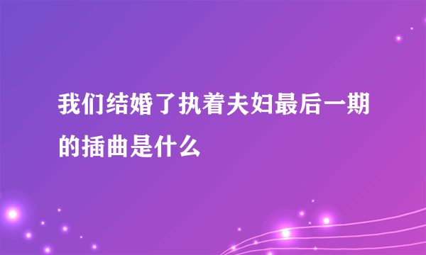 我们结婚了执着夫妇最后一期的插曲是什么