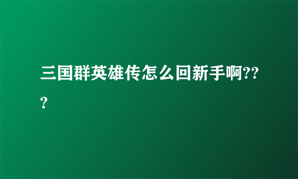 三国群英雄传怎么回新手啊???