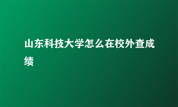 山东科技大学怎么在校外查成绩