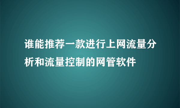 谁能推荐一款进行上网流量分析和流量控制的网管软件