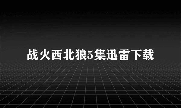 战火西北狼5集迅雷下载