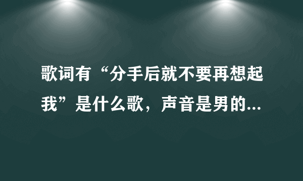 歌词有“分手后就不要再想起我”是什么歌，声音是男的，挺震撼的