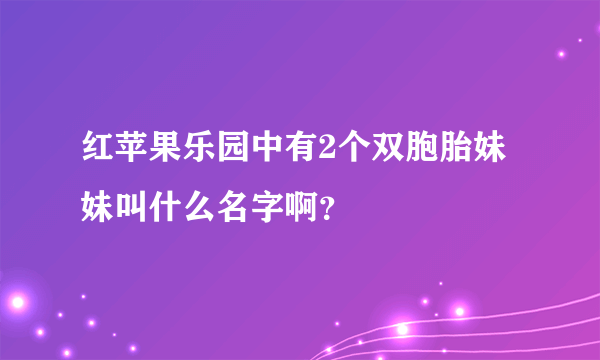 红苹果乐园中有2个双胞胎妹妹叫什么名字啊？