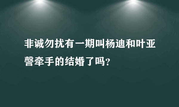 非诚勿扰有一期叫杨迪和叶亚謦牵手的结婚了吗？