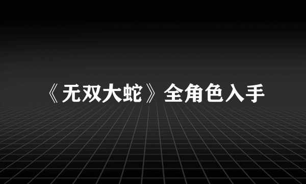 《无双大蛇》全角色入手