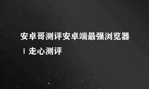 安卓哥测评安卓端最强浏览器｜走心测评