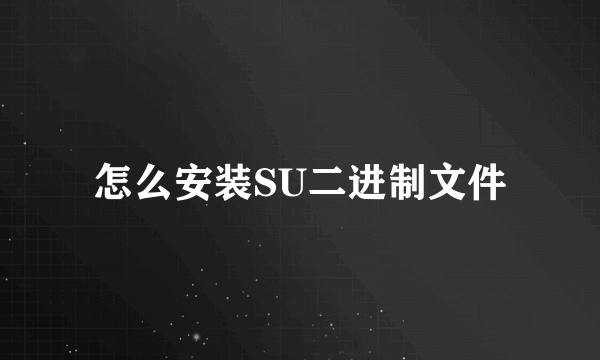 怎么安装SU二进制文件