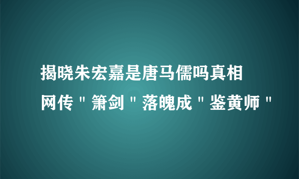 揭晓朱宏嘉是唐马儒吗真相 网传＂箫剑＂落魄成＂鉴黄师＂