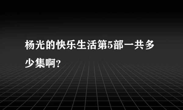 杨光的快乐生活第5部一共多少集啊？