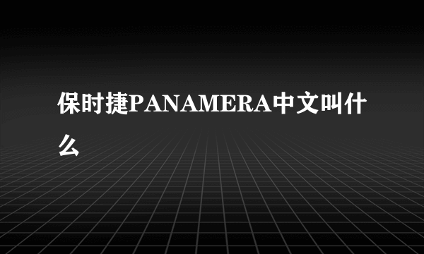 保时捷PANAMERA中文叫什么