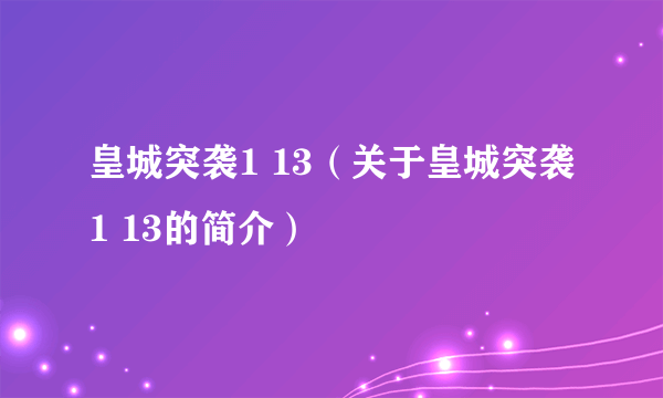 皇城突袭1 13（关于皇城突袭1 13的简介）