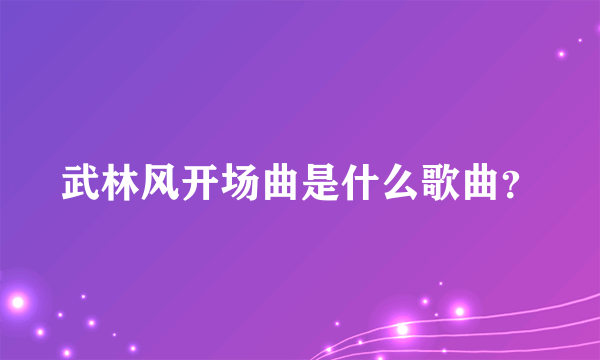 武林风开场曲是什么歌曲？