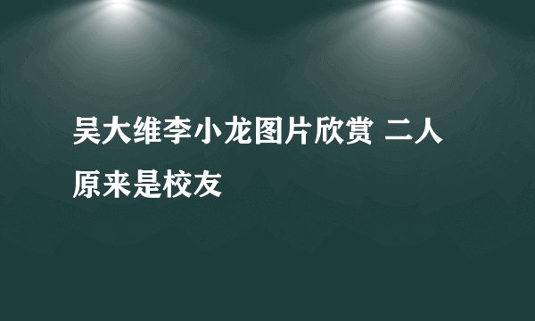 吴大维李小龙图片欣赏 二人原来是校友