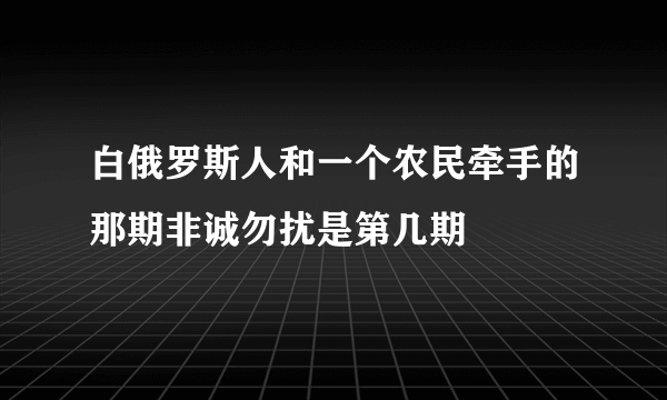 白俄罗斯人和一个农民牵手的那期非诚勿扰是第几期