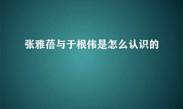 张雅蓓与于根伟是怎么认识的