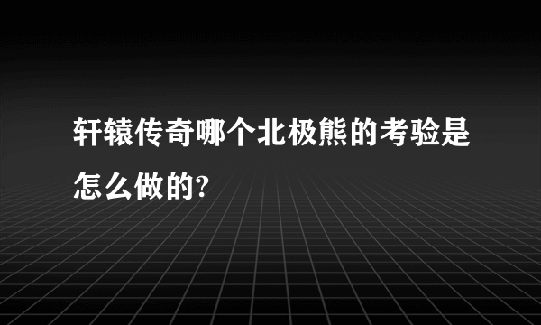 轩辕传奇哪个北极熊的考验是怎么做的?