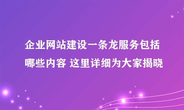 企业网站建设一条龙服务包括哪些内容 这里详细为大家揭晓