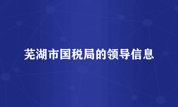 芜湖市国税局的领导信息