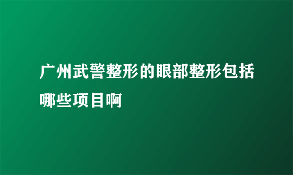 广州武警整形的眼部整形包括哪些项目啊