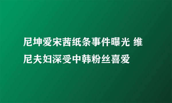 尼坤爱宋茜纸条事件曝光 维尼夫妇深受中韩粉丝喜爱