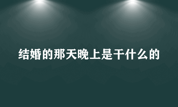 结婚的那天晚上是干什么的