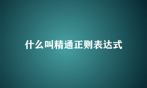 什么叫精通正则表达式