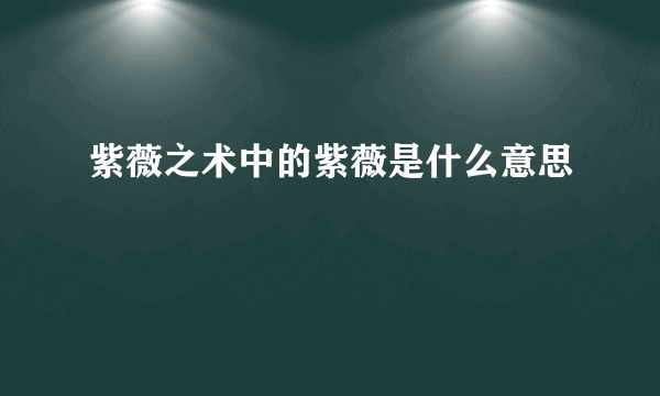 紫薇之术中的紫薇是什么意思