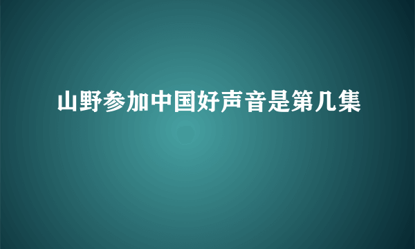 山野参加中国好声音是第几集