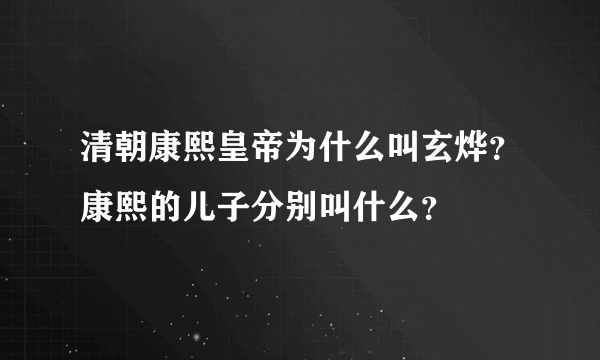 清朝康熙皇帝为什么叫玄烨？康熙的儿子分别叫什么？