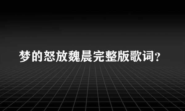 梦的怒放魏晨完整版歌词？