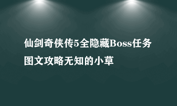 仙剑奇侠传5全隐藏Boss任务图文攻略无知的小草