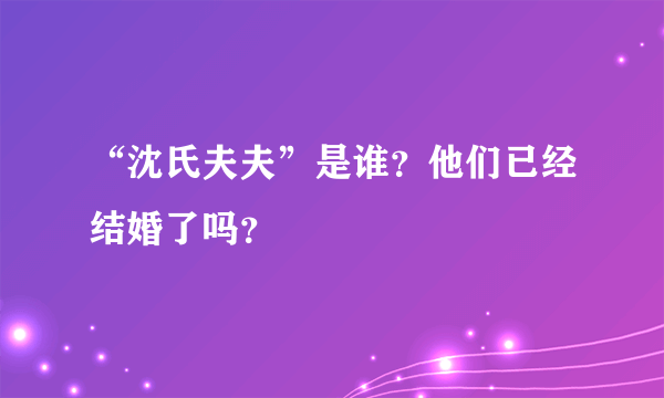 “沈氏夫夫”是谁？他们已经结婚了吗？