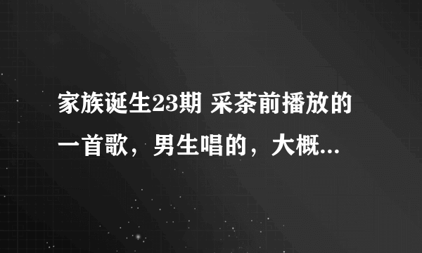 家族诞生23期 采茶前播放的一首歌，男生唱的，大概7分40几秒左右，后面吃饭的时候也放了，请问是什么歌？