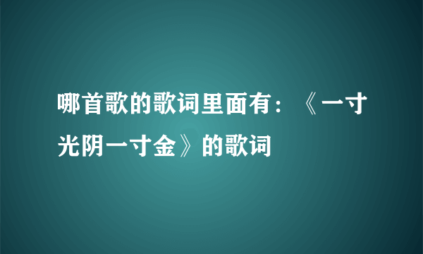 哪首歌的歌词里面有：《一寸光阴一寸金》的歌词